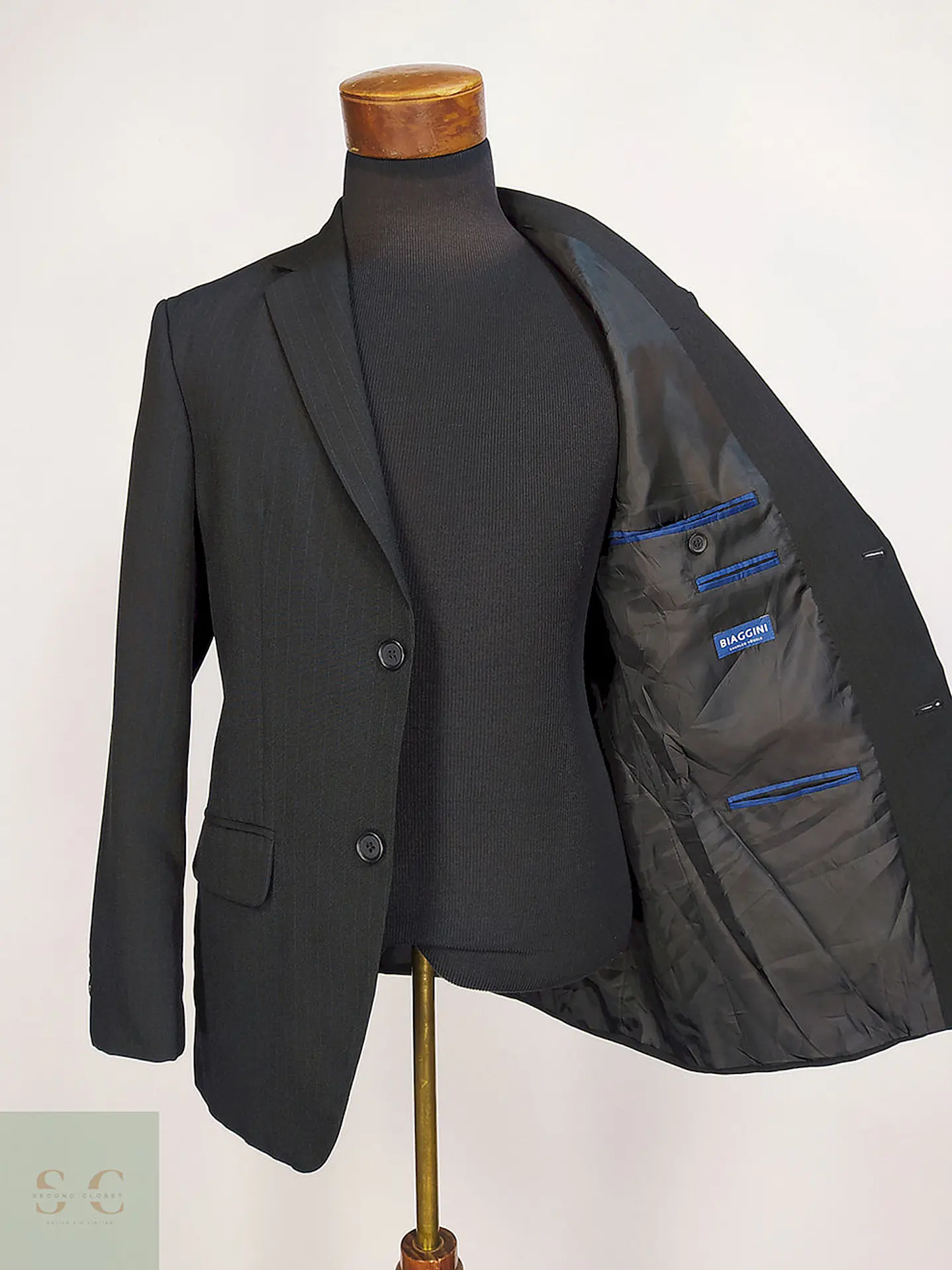 Blazer Biaggini Plomo Rayas Poliéster Viscosa Talla M 10