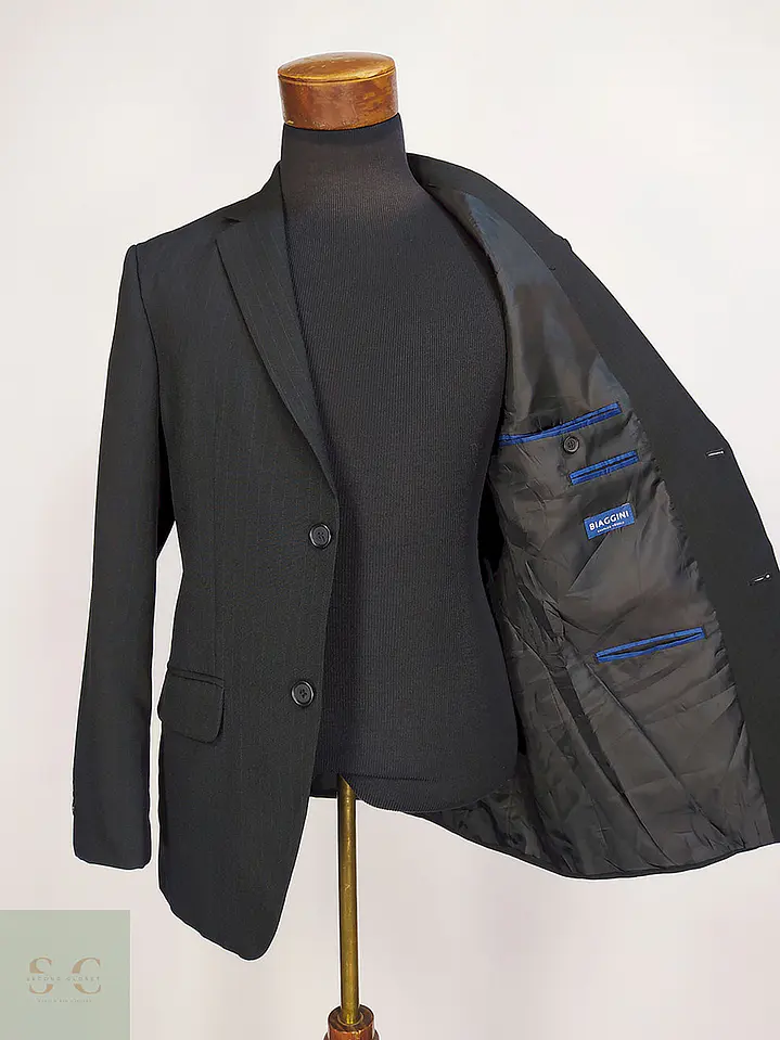 Blazer Biaggini Plomo Rayas Poliéster Viscosa Talla M 10