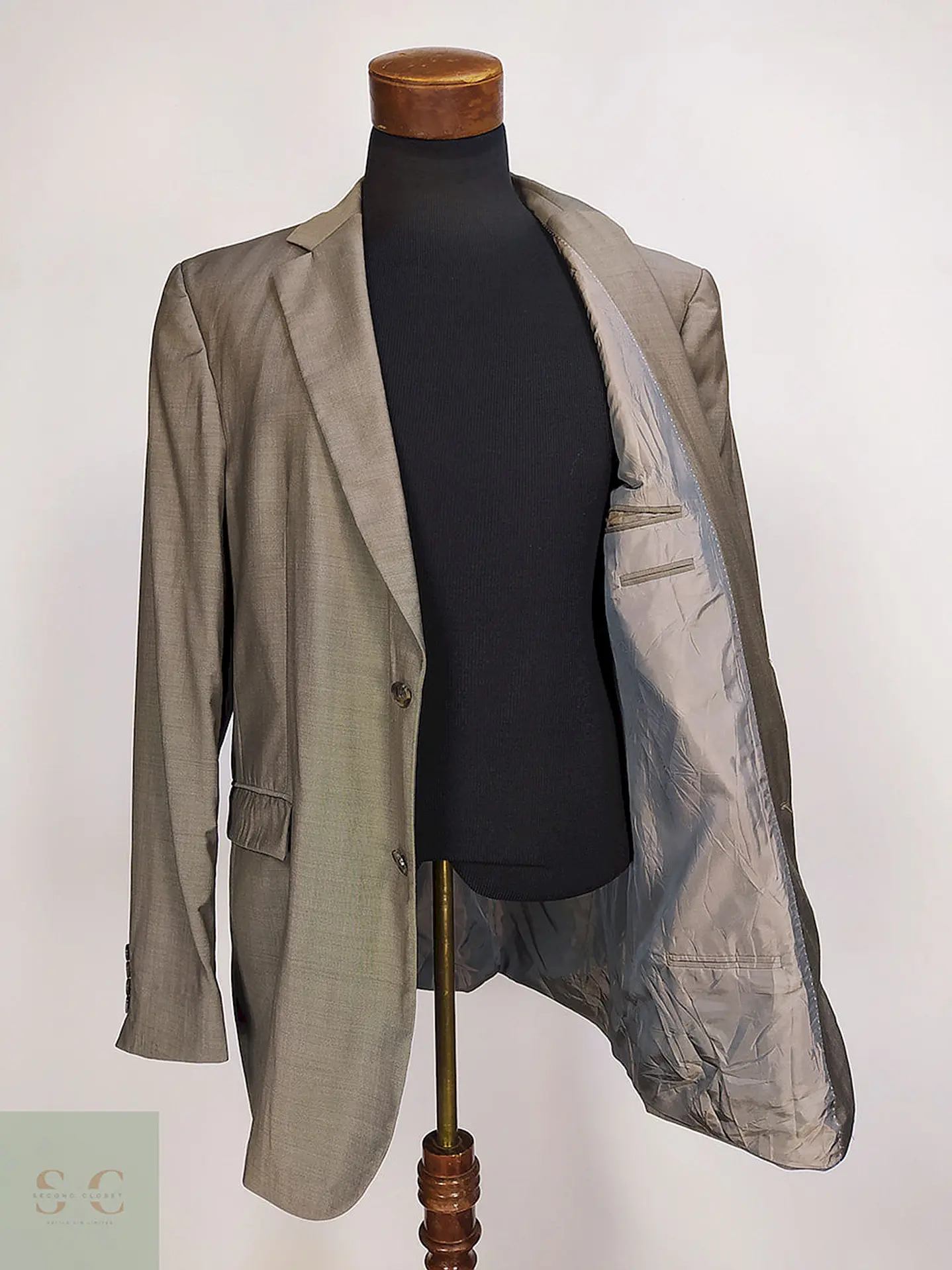 Blazer Strellson Café 100% Lana Virgen Super 100 Natural Stretch Talla L 10