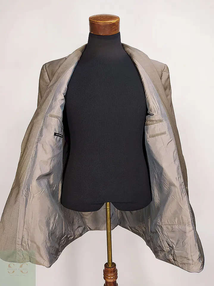 Blazer Strellson Café 100% Lana Virgen Super 100 Natural Stretch Talla L 12