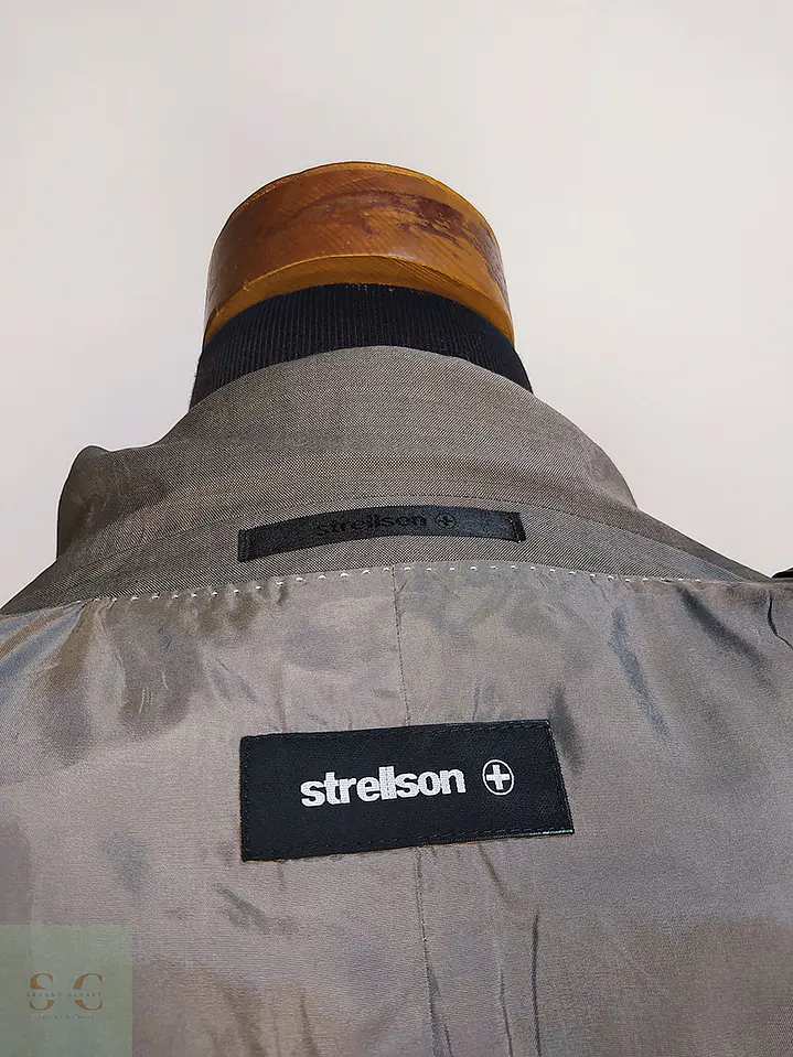Blazer Strellson Café 100% Lana Virgen Super 100 Natural Stretch Talla L 14