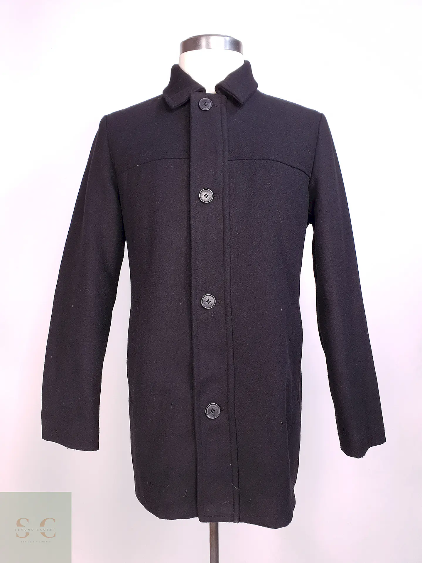 Abrigo Chaquetón Dockers Negro Mezcla Lana Talla M 1
