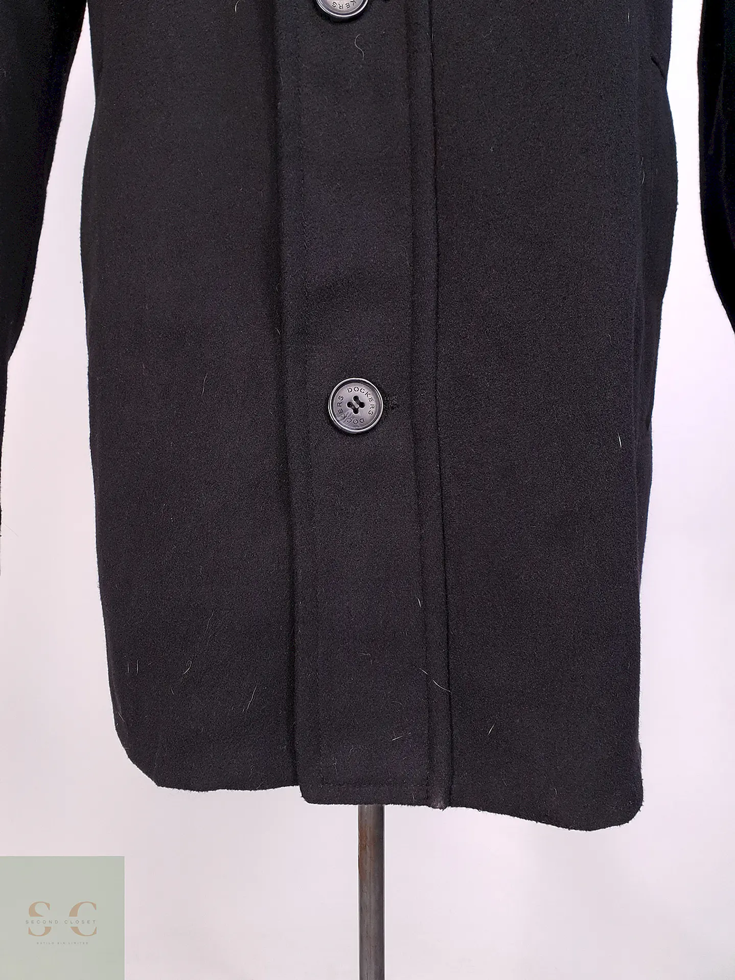 Abrigo Chaquetón Dockers Negro Mezcla Lana Talla M 3