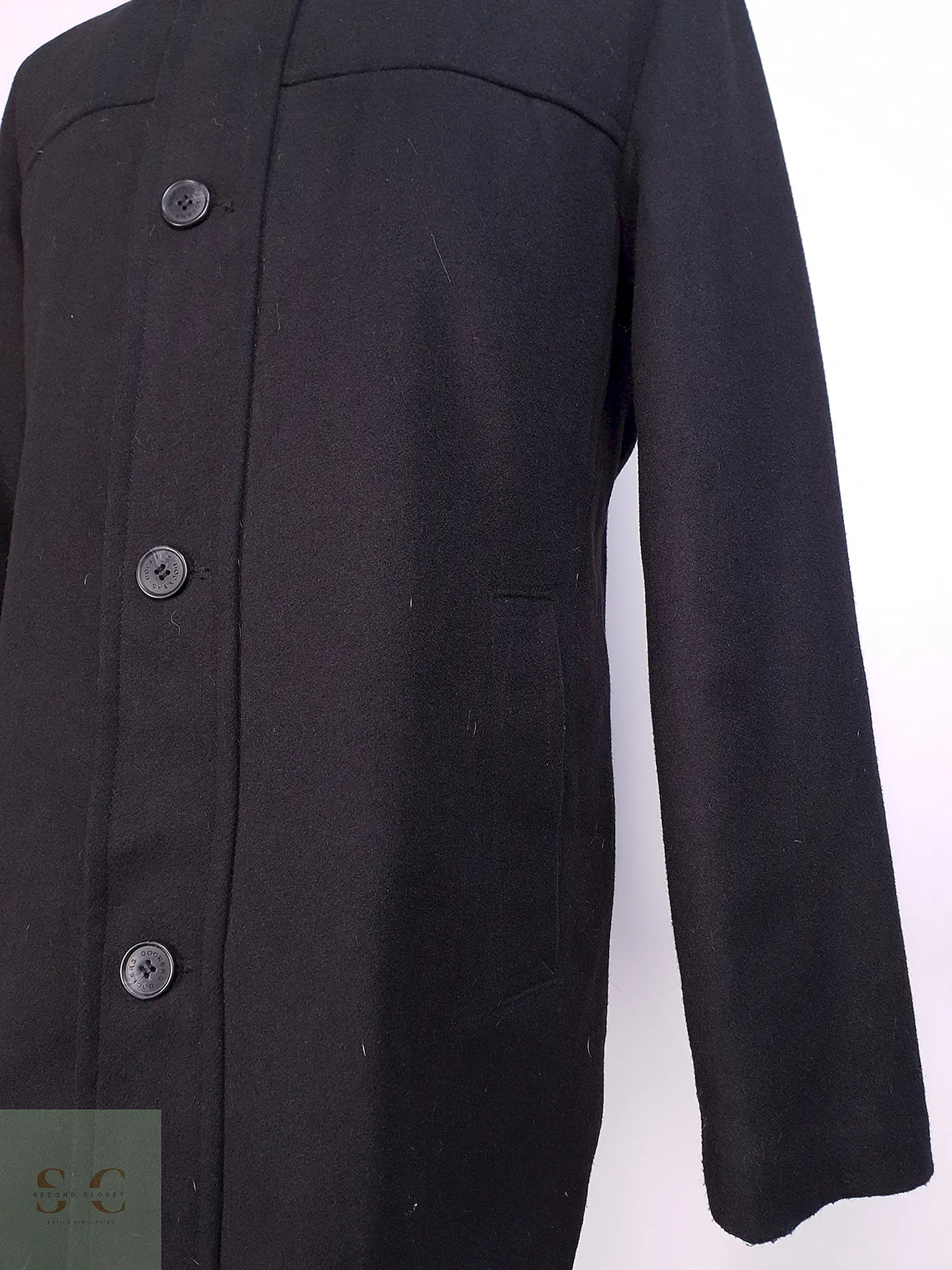 Abrigo Chaquetón Dockers Negro Mezcla Lana Talla M 4