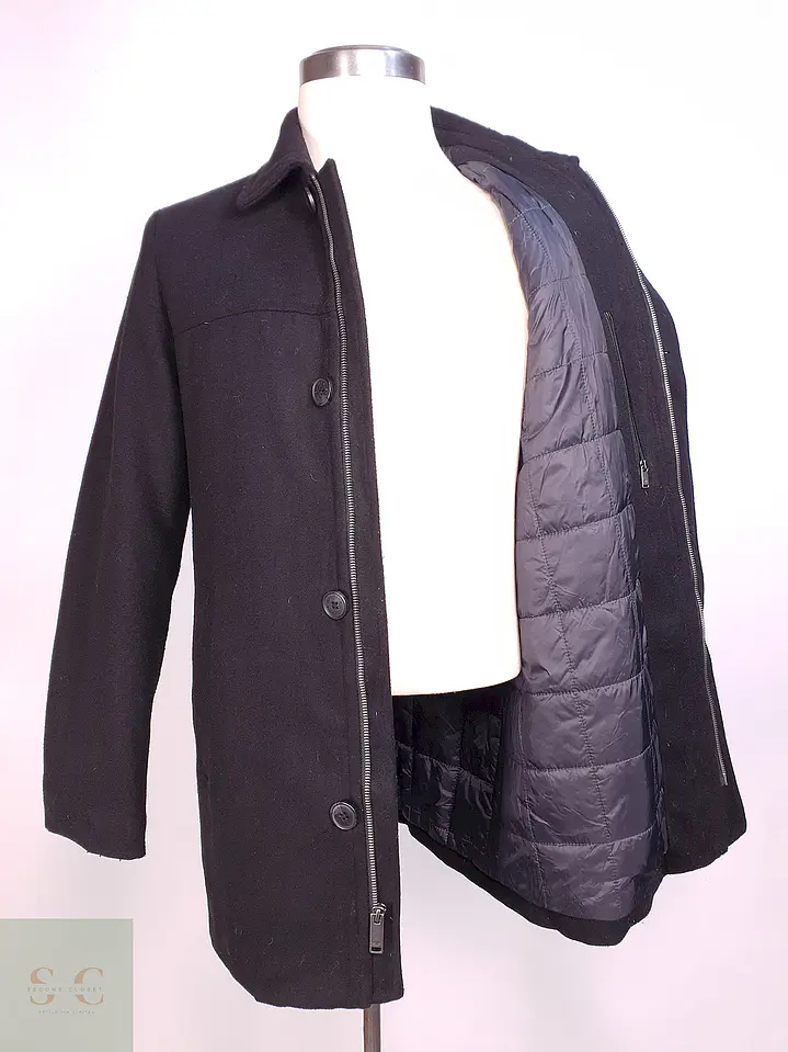 Abrigo Chaquetón Dockers Negro Mezcla Lana Talla M 8
