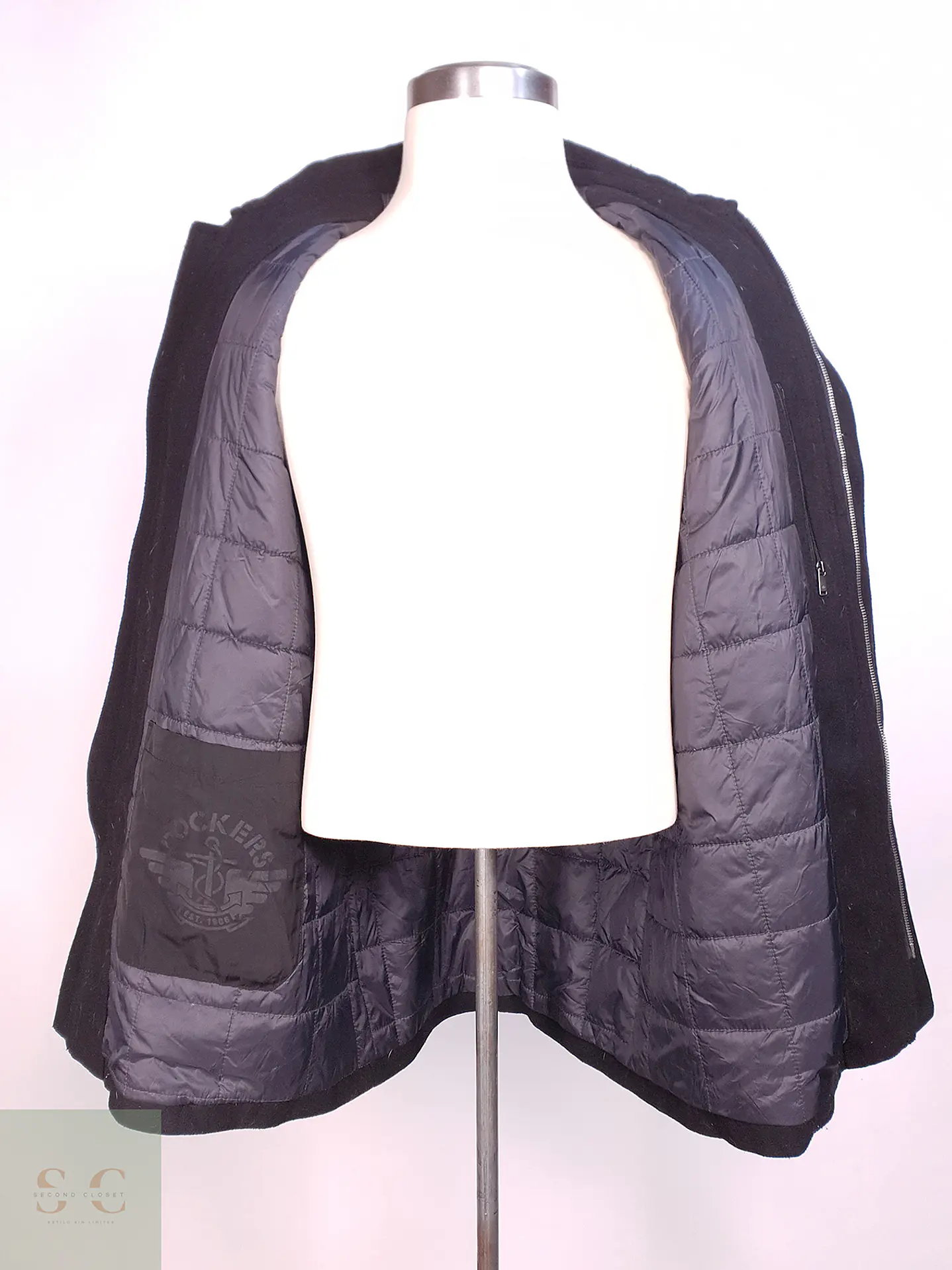 Abrigo Chaquetón Dockers Negro Mezcla Lana Talla M 9