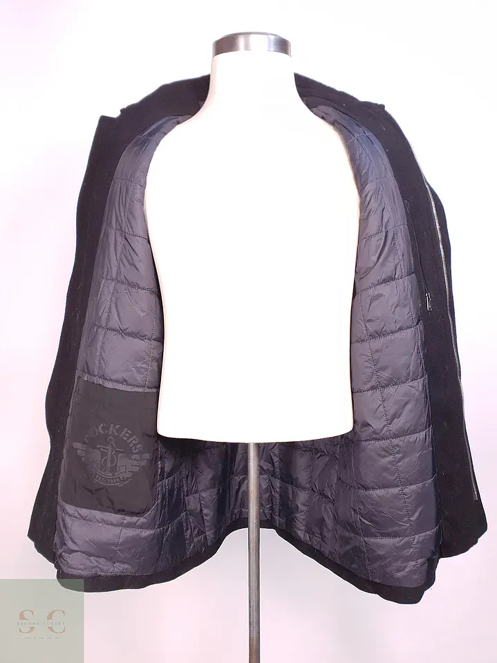 Abrigo Chaquetón Dockers Negro Mezcla Lana Talla M 9