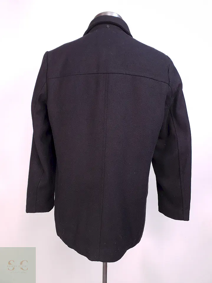Abrigo Chaquetón Dockers Negro Mezcla Lana Talla M 10