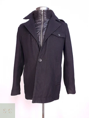 Abrigo Corto Negro Buffalo Mezcla Lana Talla SM