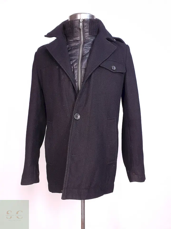 Abrigo Corto Negro Buffalo Mezcla Lana Talla SM 1