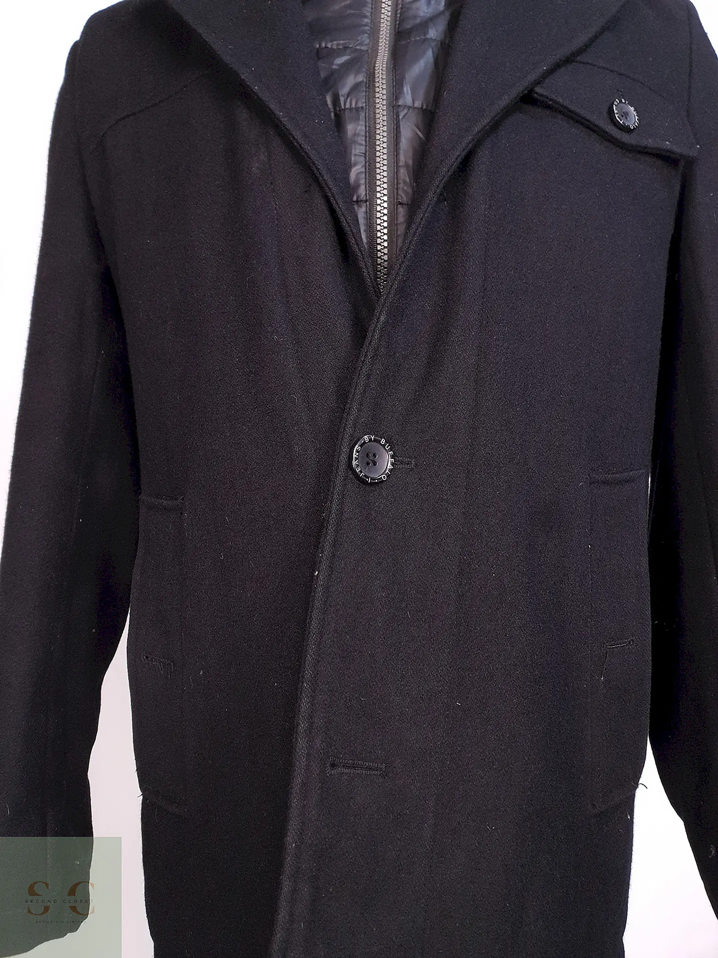 Abrigo Corto Negro Buffalo Mezcla Lana Talla SM 6