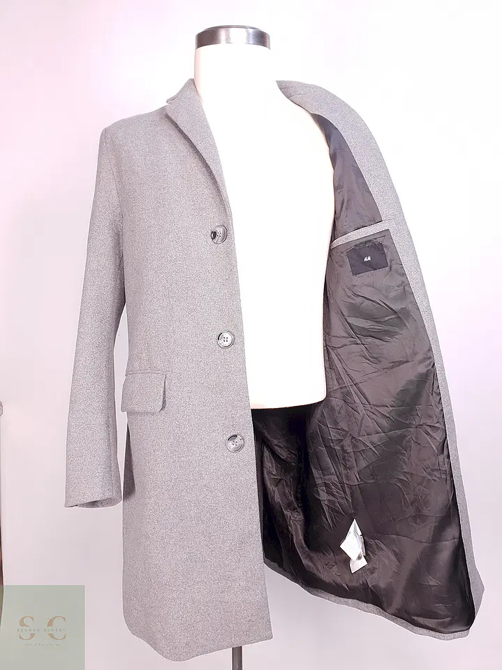 Abrigo Gris H&M Mezcla Lana Talla SM 4