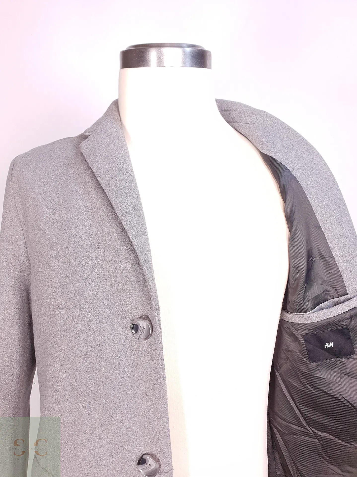 Abrigo Gris H&M Mezcla Lana Talla SM 5