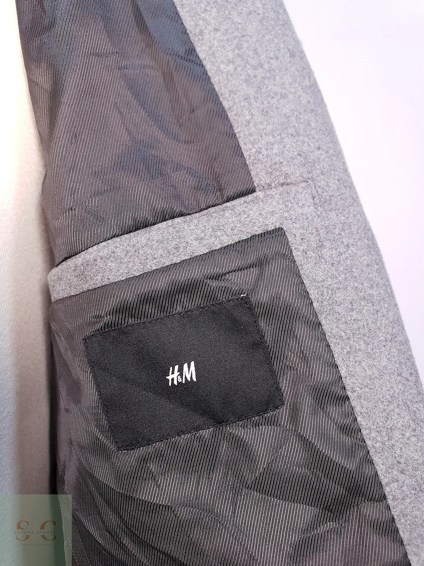 Abrigo Gris H&M Mezcla Lana Talla SM 6
