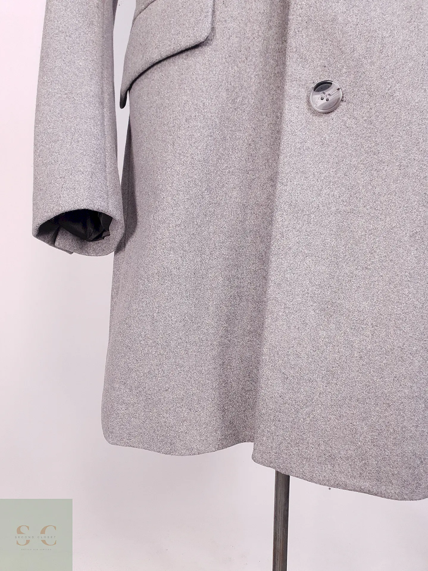 Abrigo Gris H&M Mezcla Lana Talla SM 12