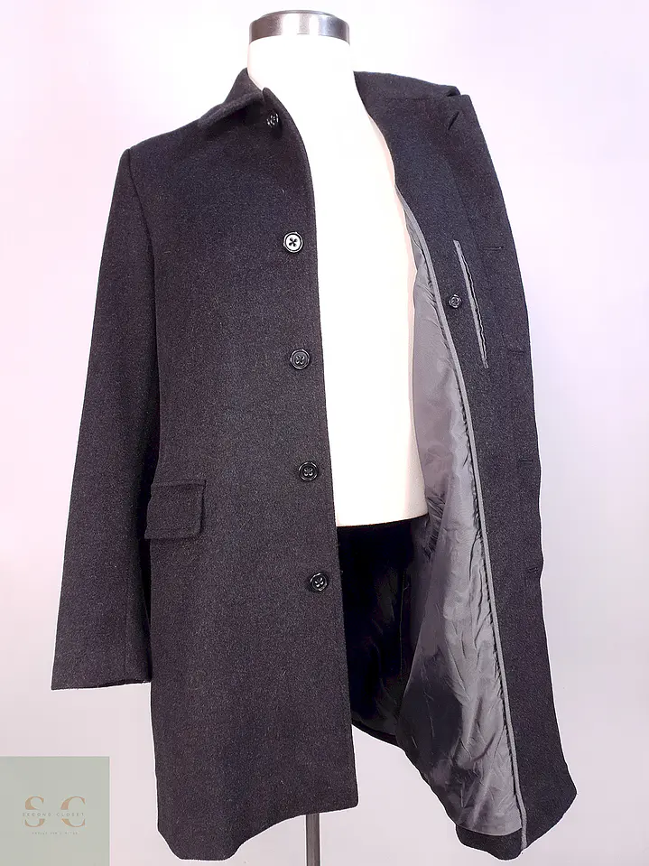 Abrigo Plomo Banana Republic Lana Cashmere Talla ML 1