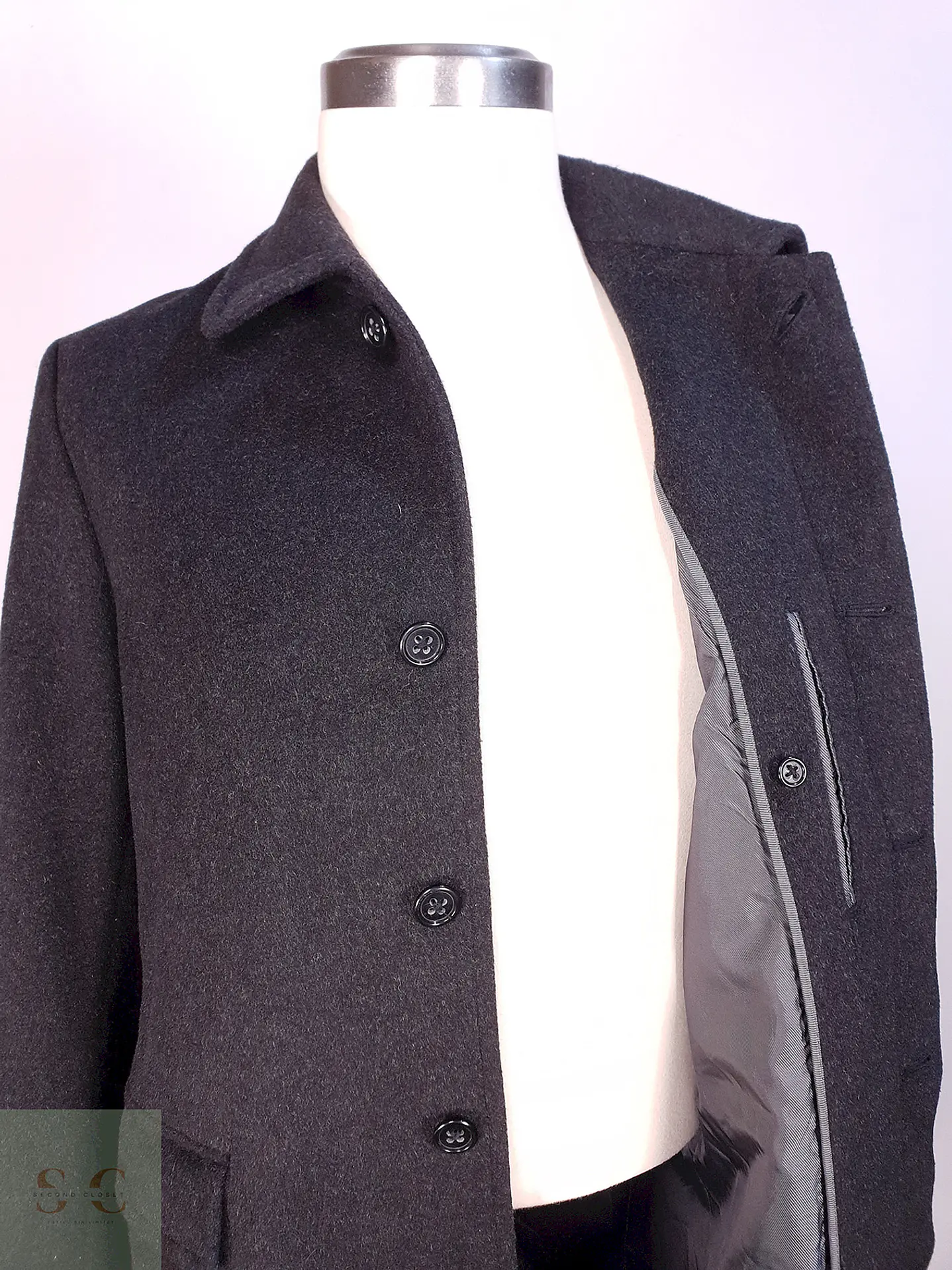 Abrigo Plomo Banana Republic Lana Cashmere Talla ML 10