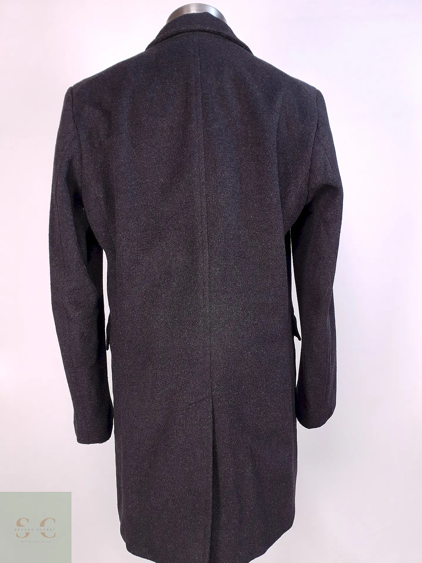 Abrigo Plomo Banana Republic Lana Cashmere Talla ML 12