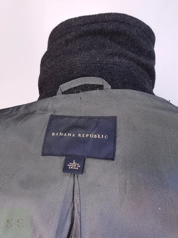 Abrigo Plomo Banana Republic Lana Cashmere Talla ML 13