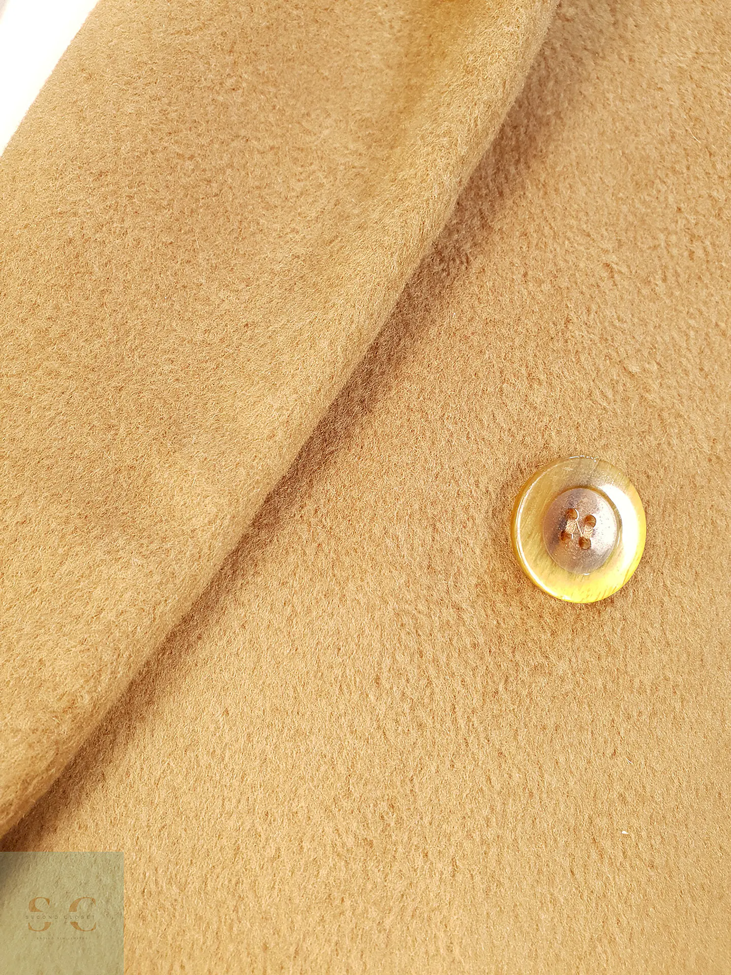 Abrigo Largo Cruzado Camel Italiano 100% Lana Virgen Talla M 17