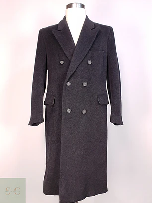 Abrigo Plomo Largo Adams Row Lana Cashmere Talla L