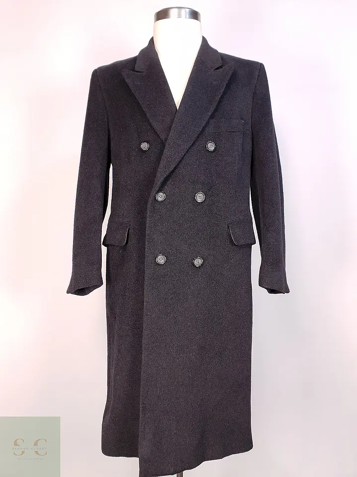 Abrigo Plomo Largo Adams Row Lana Cashmere Talla L 1