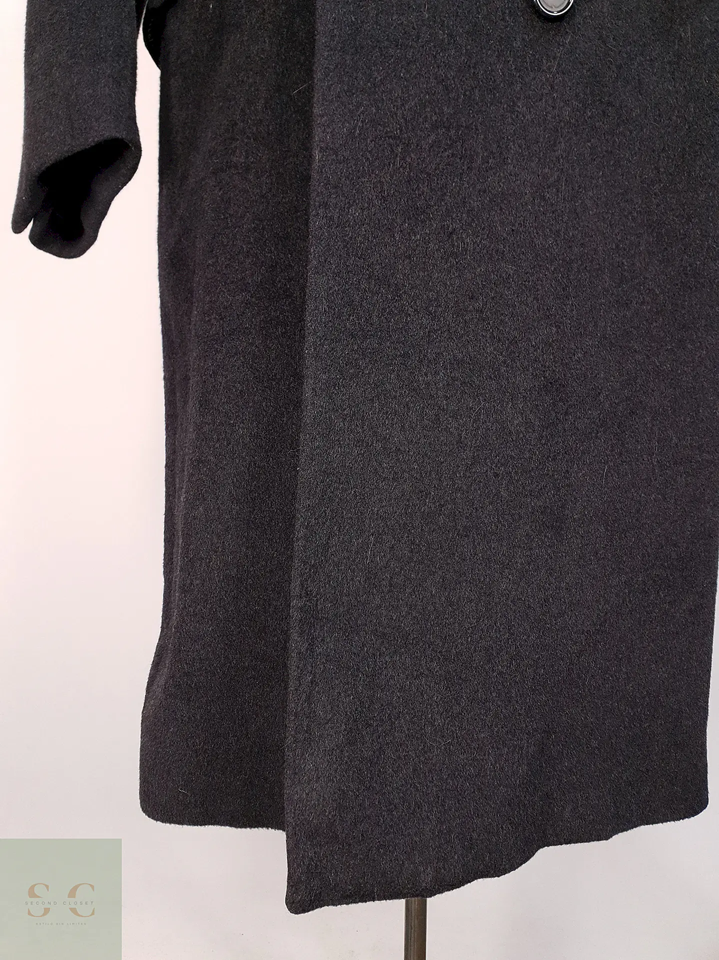 Abrigo Plomo Largo Adams Row Lana Cashmere Talla L 2
