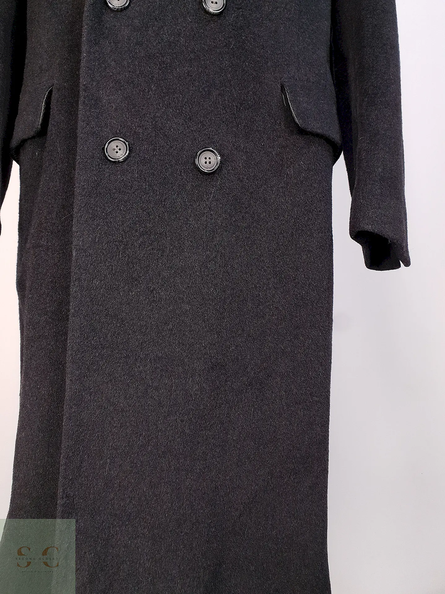 Abrigo Plomo Largo Adams Row Lana Cashmere Talla L 3