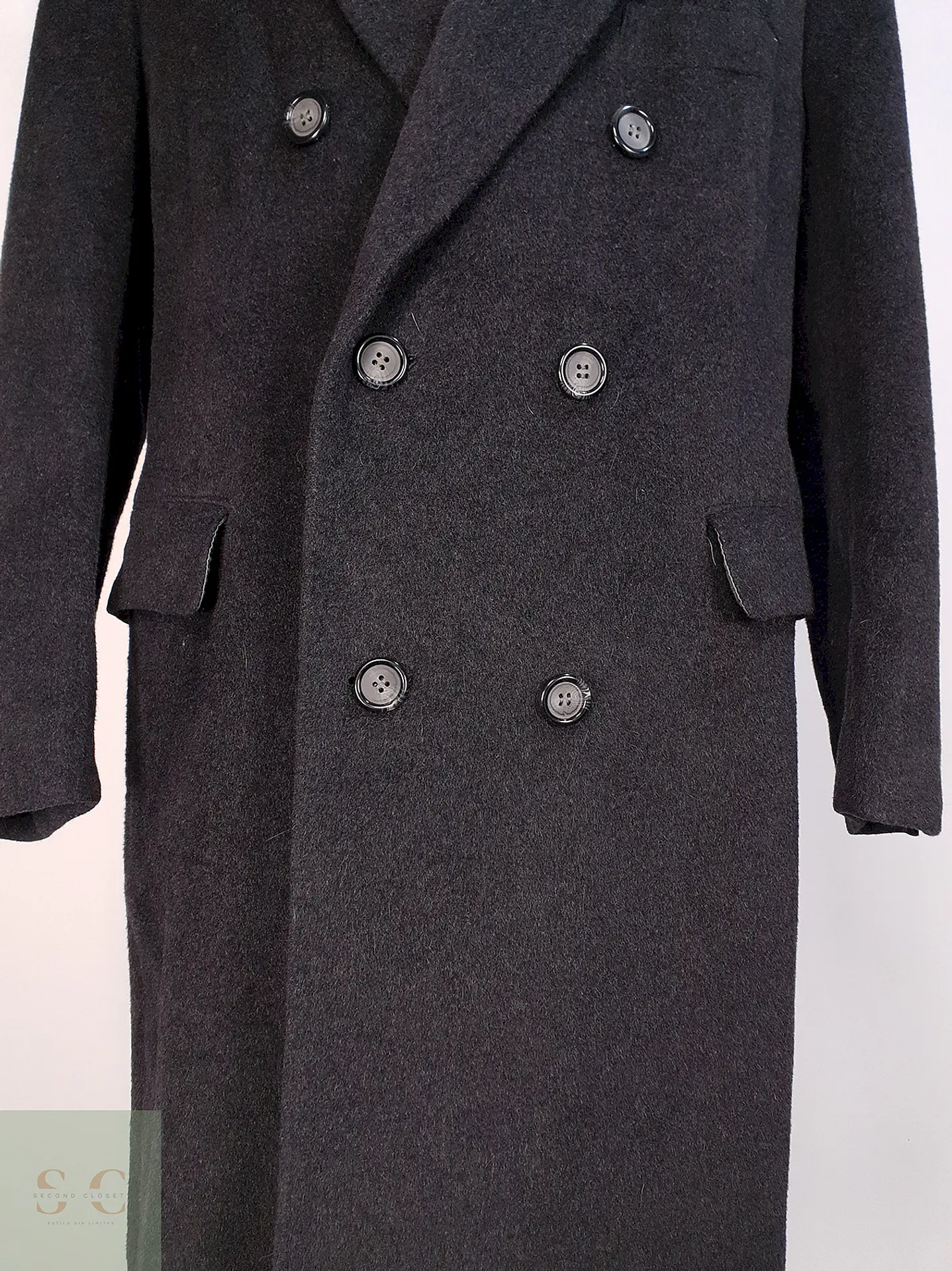 Abrigo Plomo Largo Adams Row Lana Cashmere Talla L 4