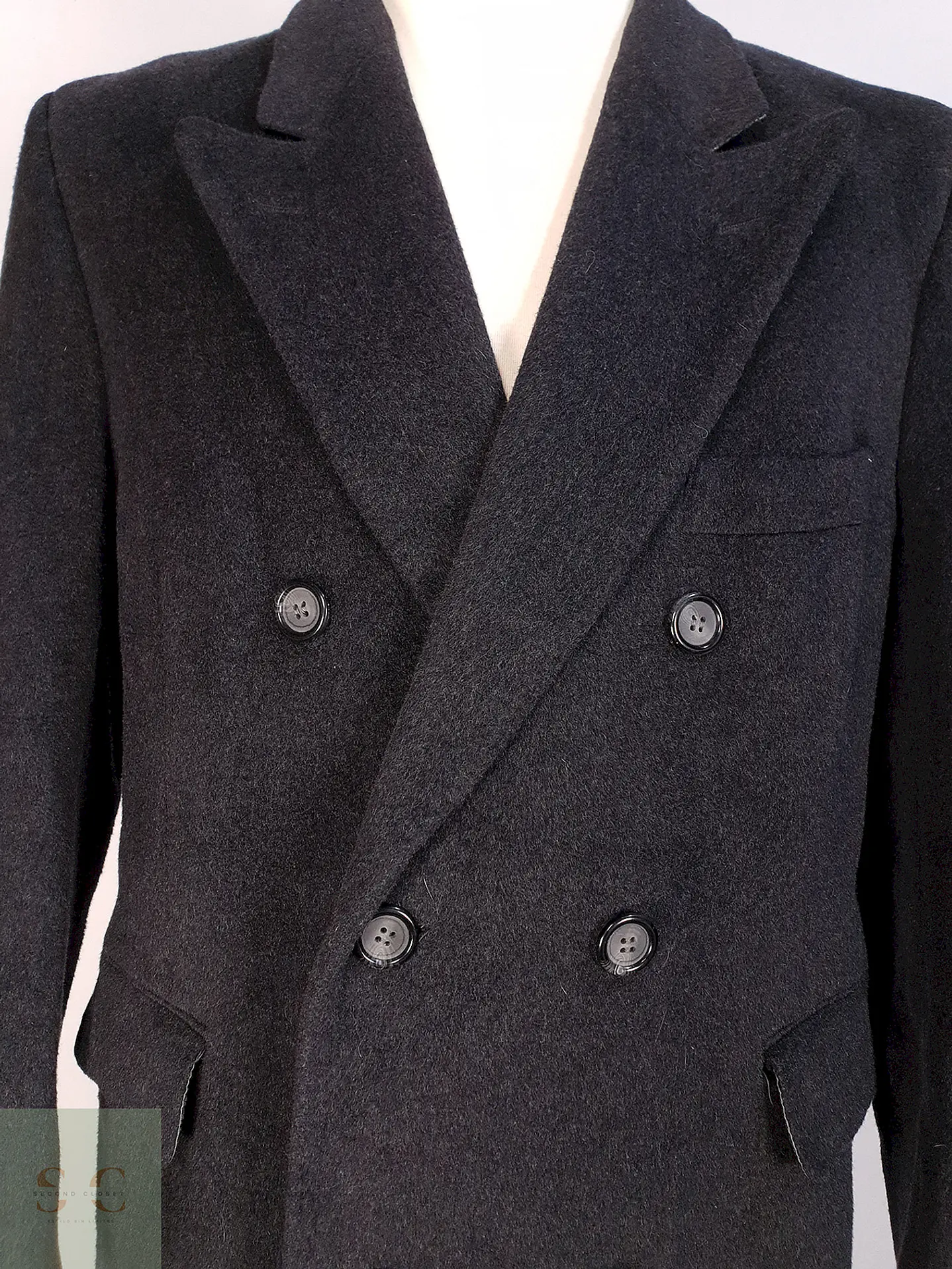 Abrigo Plomo Largo Adams Row Lana Cashmere Talla L 5