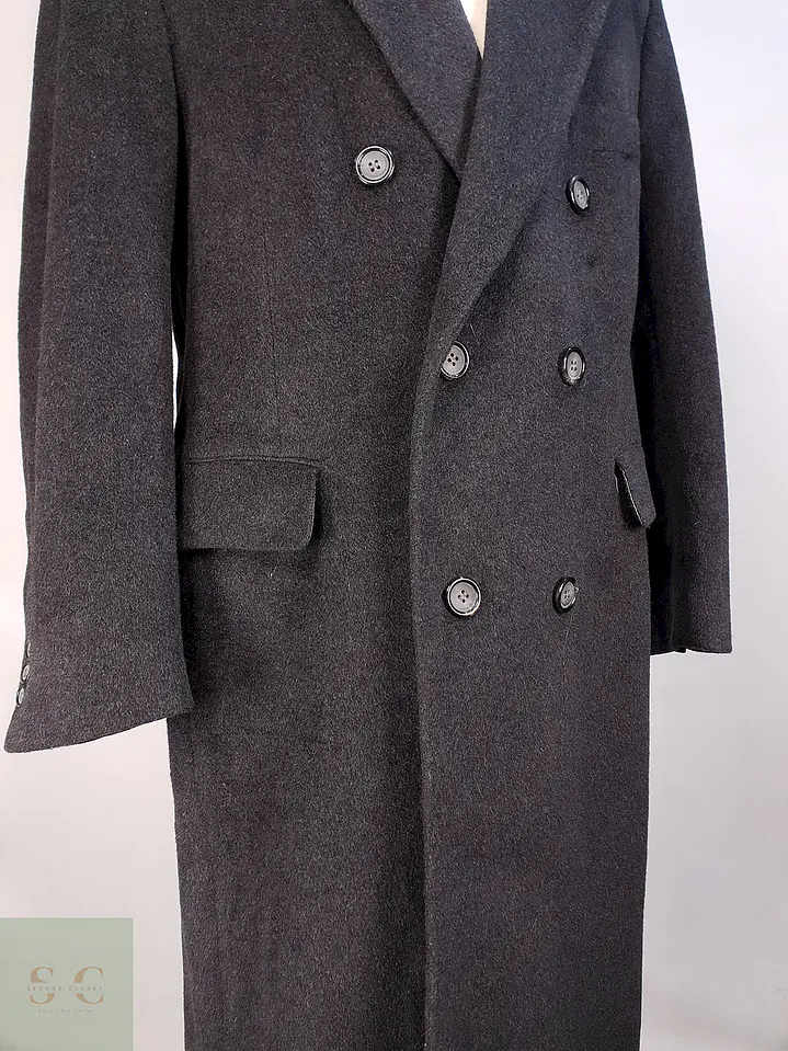 Abrigo Plomo Largo Adams Row Lana Cashmere Talla L 8