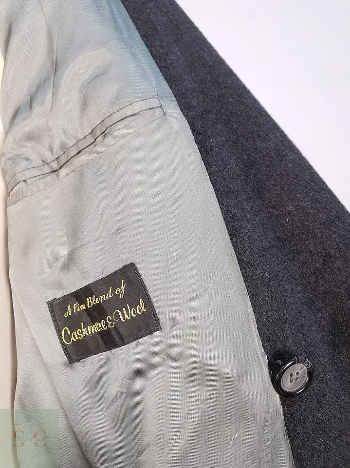 Abrigo Plomo Largo Adams Row Lana Cashmere Talla L 10