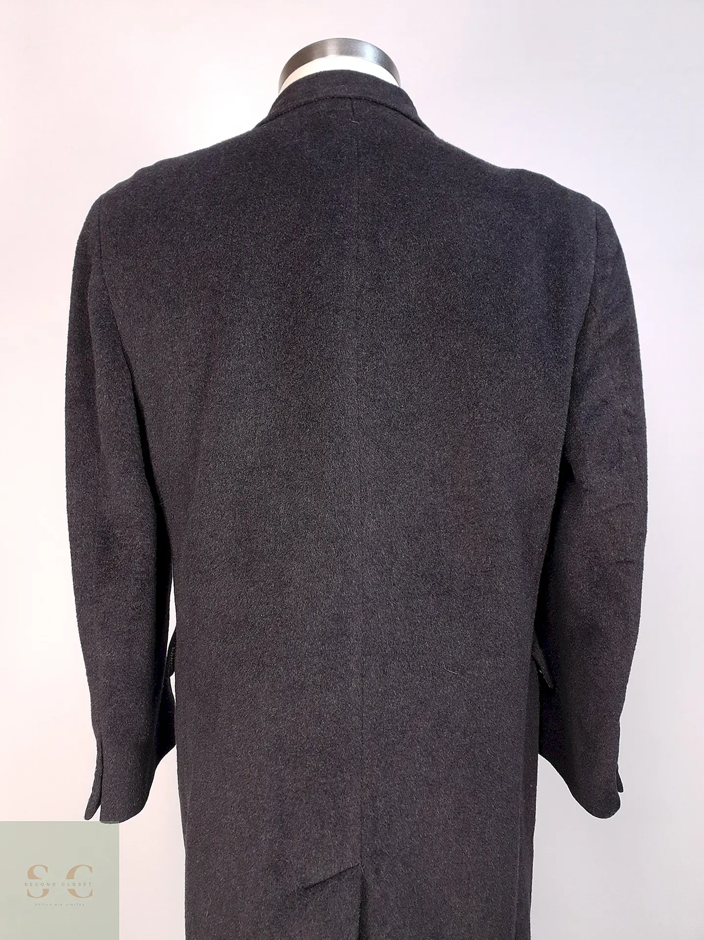 Abrigo Plomo Largo Adams Row Lana Cashmere Talla L 14