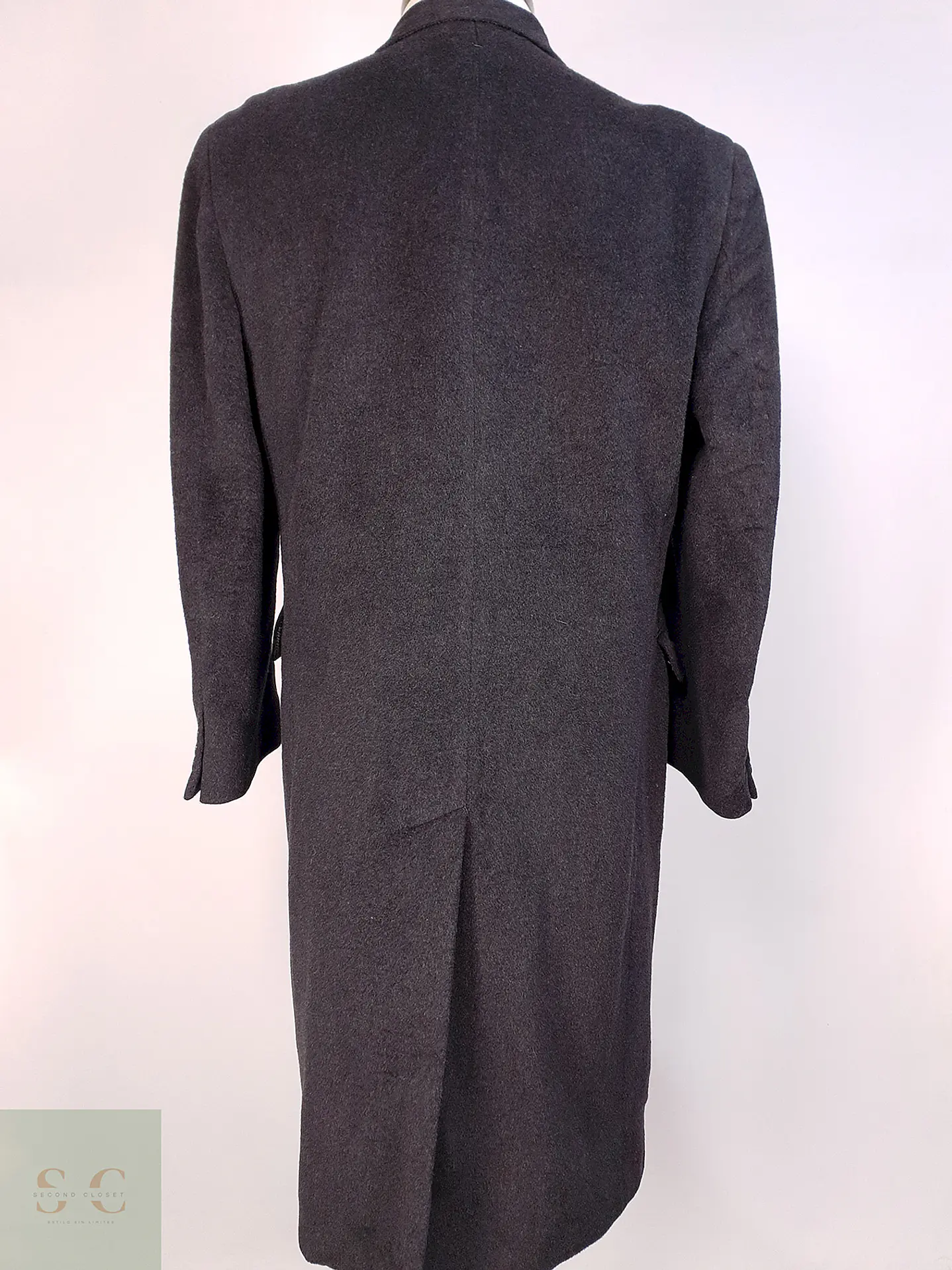 Abrigo Plomo Largo Adams Row Lana Cashmere Talla L 15