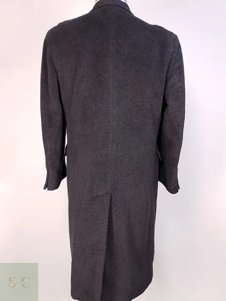 Abrigo Plomo Largo Adams Row Lana Cashmere Talla L 15