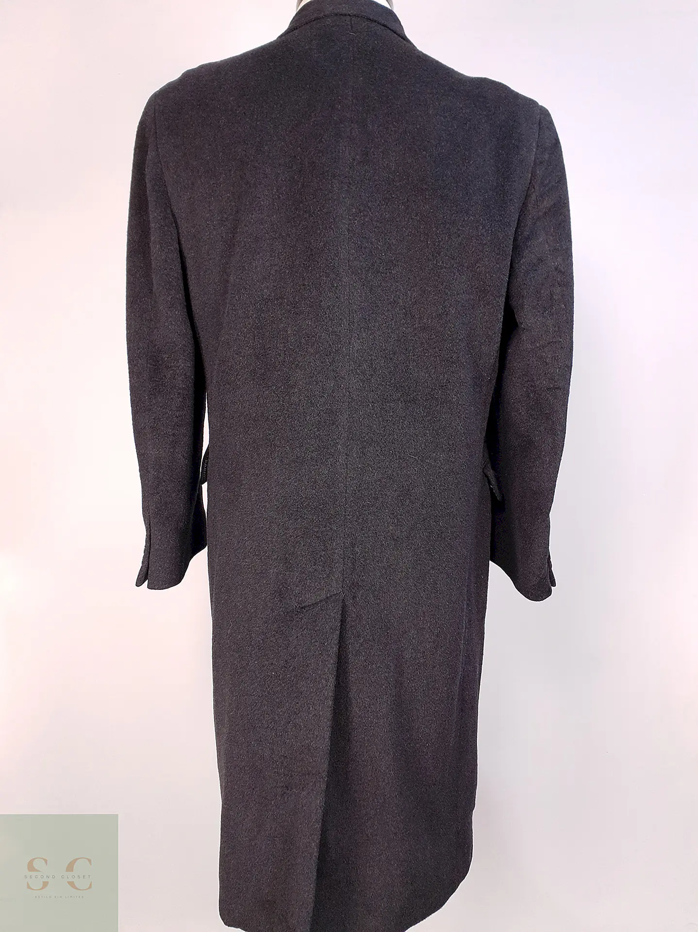 Abrigo Plomo Largo Adams Row Lana Cashmere Talla L 16