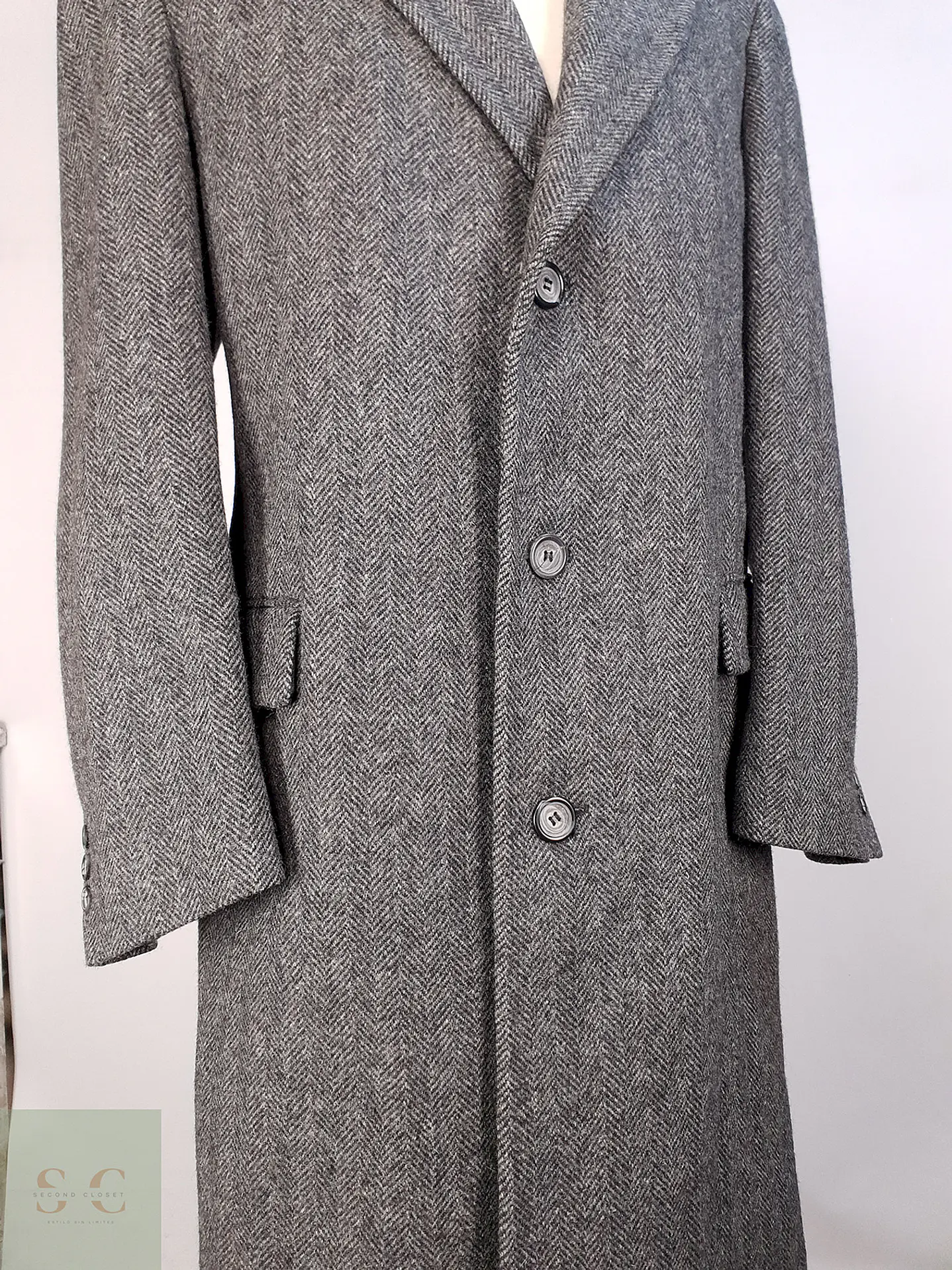 Abrigo Vintage GFOX Plomo 100% Lana Virgen Talla L 13