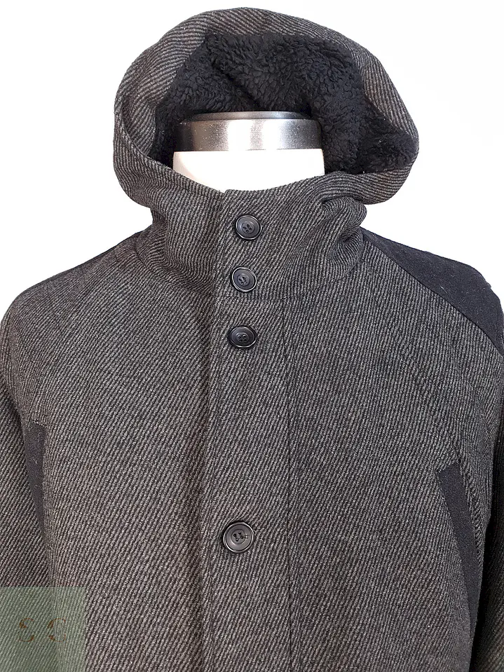 Abrigo con Gorro Plomo MG Black 50% Lana Talla L 6