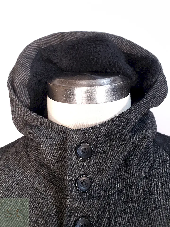 Abrigo con Gorro Plomo MG Black 50% Lana Talla L 8