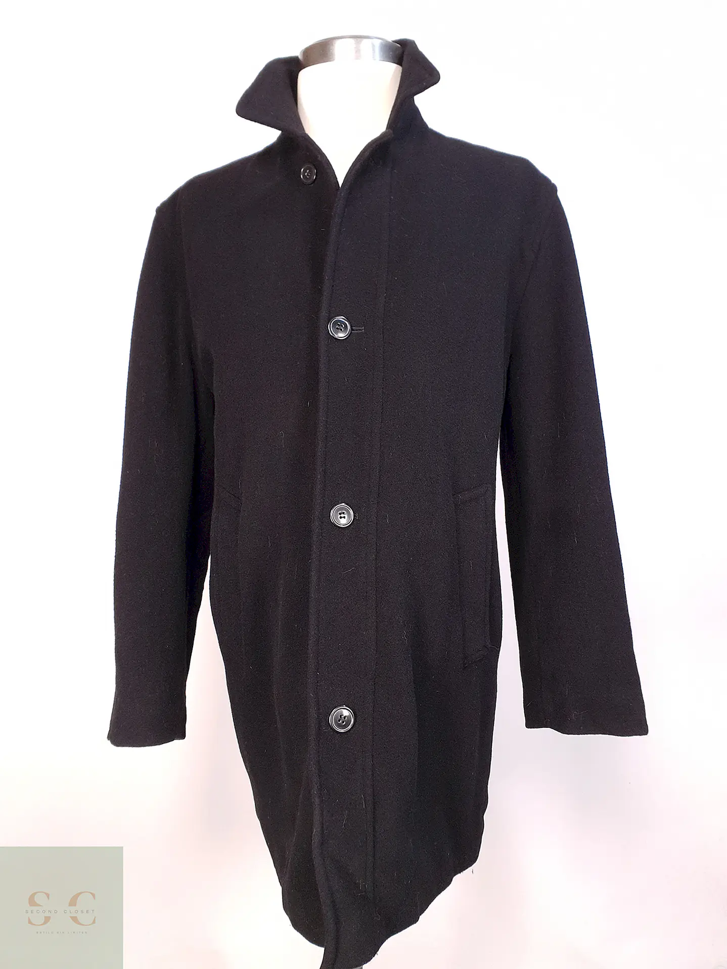 Abrigo Negro Lana Ralph Lauren Talla XL 1