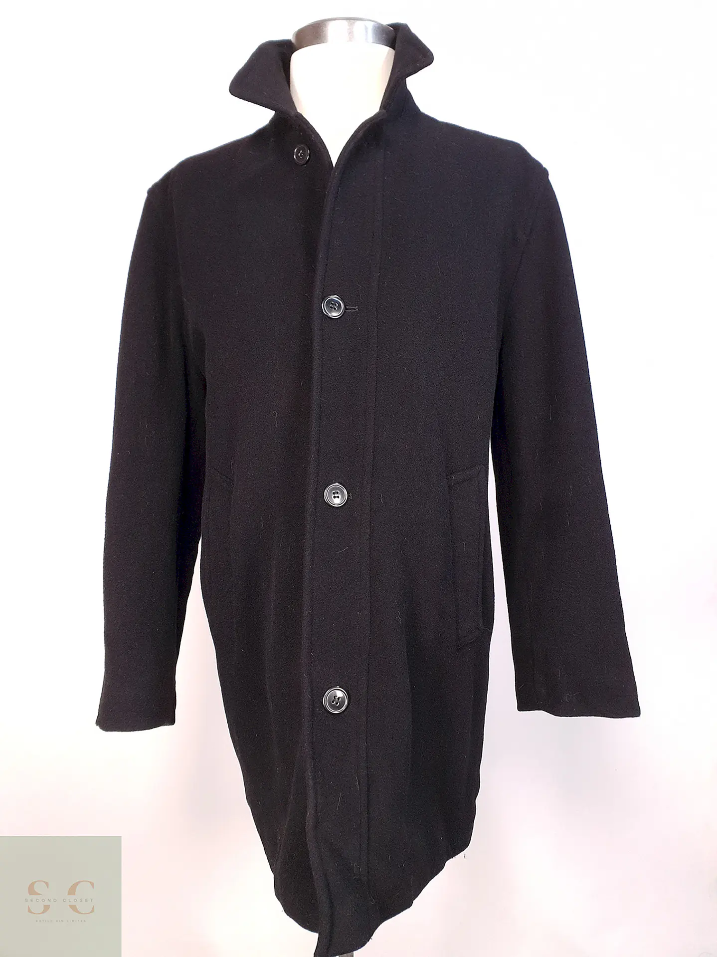 Abrigo Negro Lana Ralph Lauren Talla XL 2
