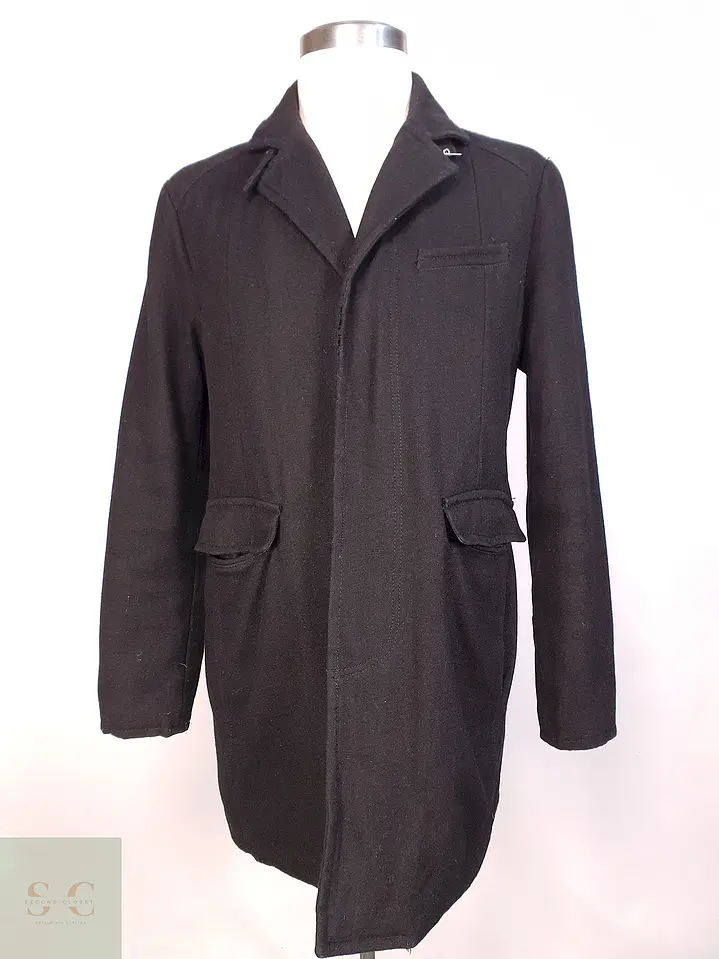 Abrigo Negro Kenneth Cole 55% Lana Talla L 1