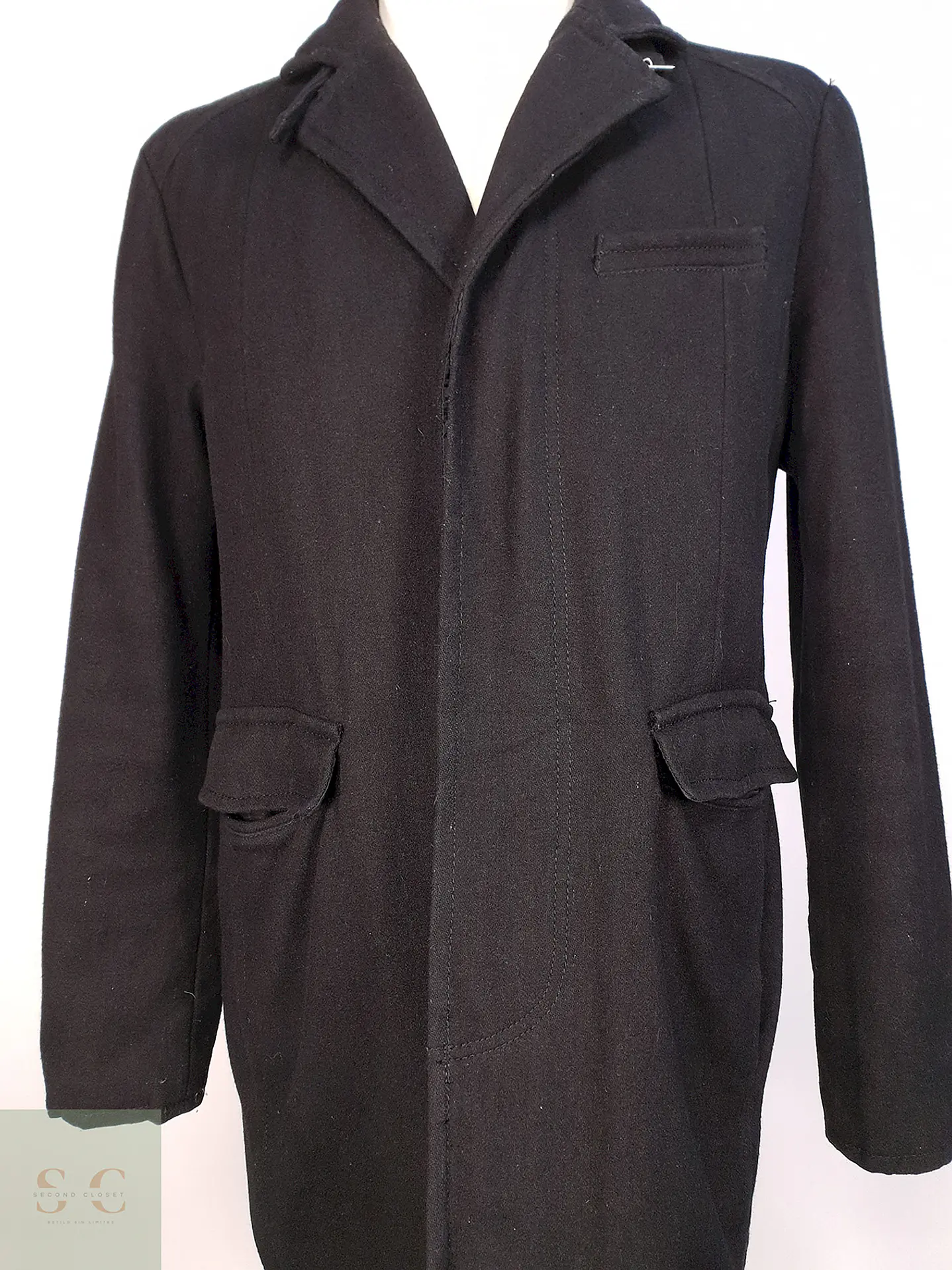 Abrigo Negro Kenneth Cole 55% Lana Talla L 4