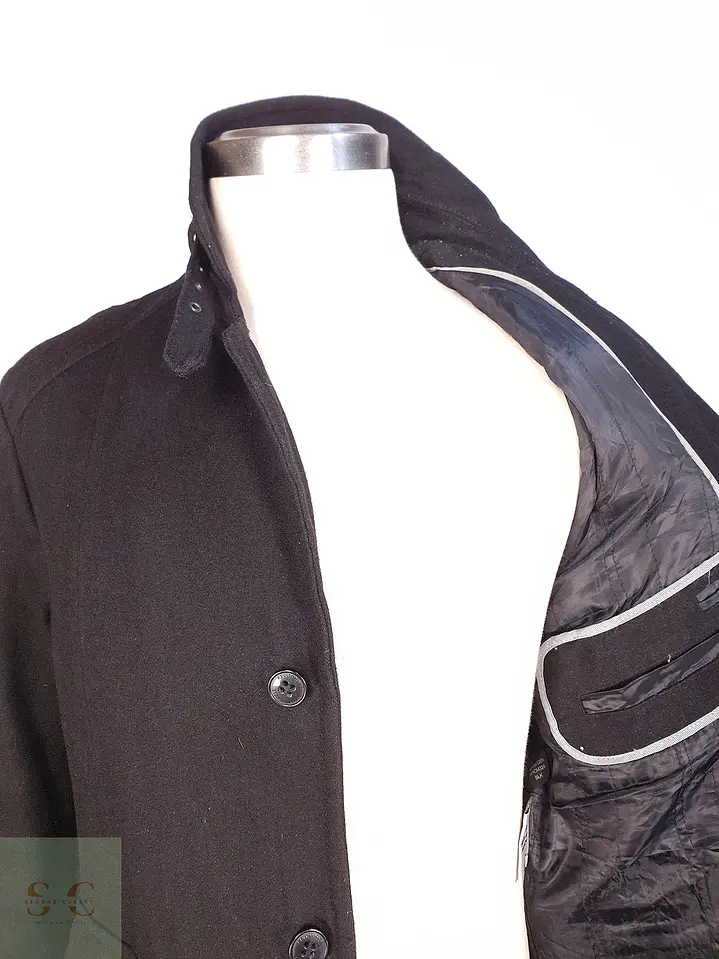 Abrigo Negro Kenneth Cole 55% Lana Talla L 9