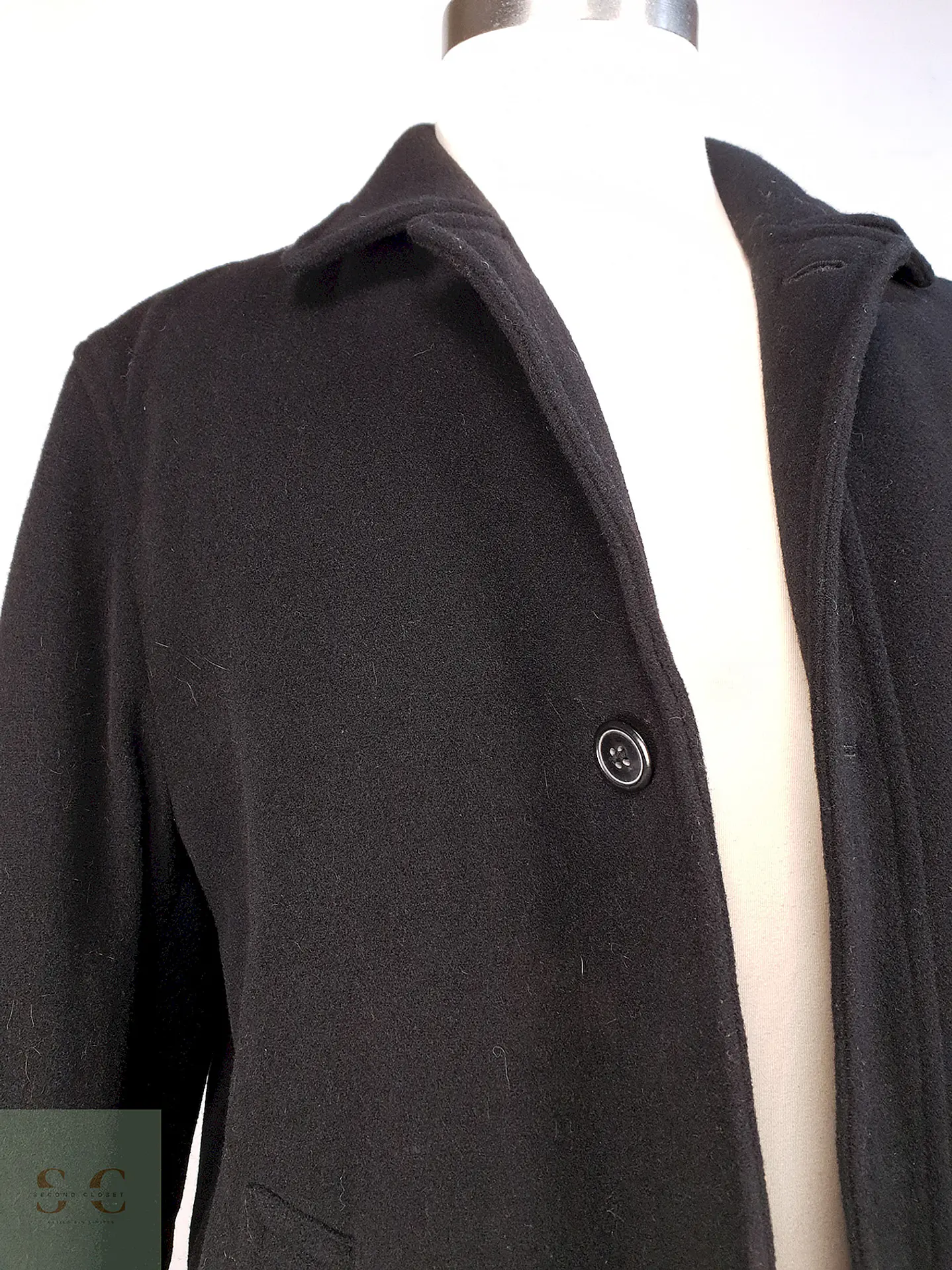 Abrigo Negro Kenneth Cole 55% Lana Talla L 12