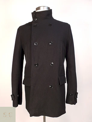 Abrigo Cruzado Negro H&M Lana Talla M