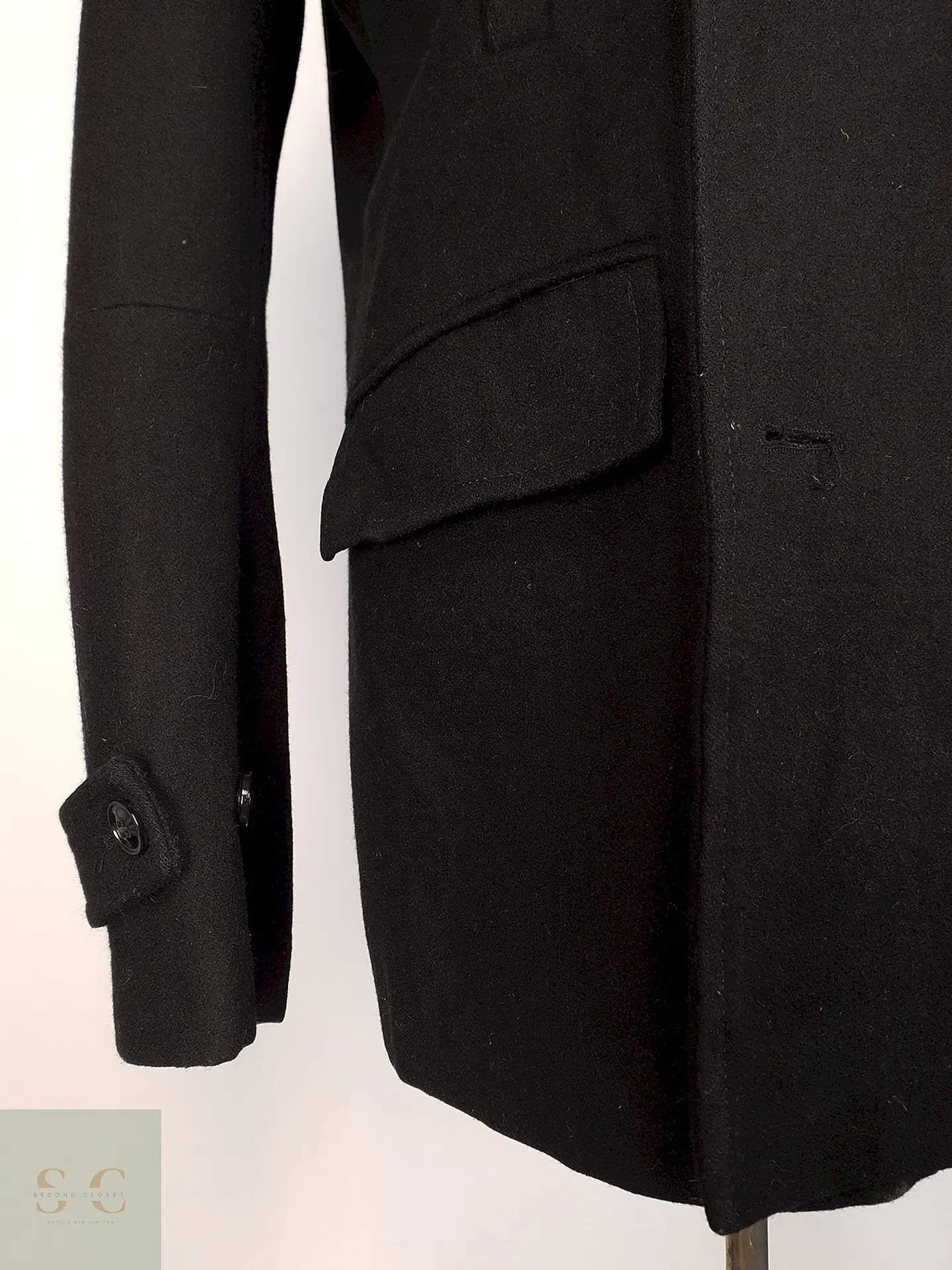 Abrigo Cruzado Negro H&M 70% Lana Talla M 2