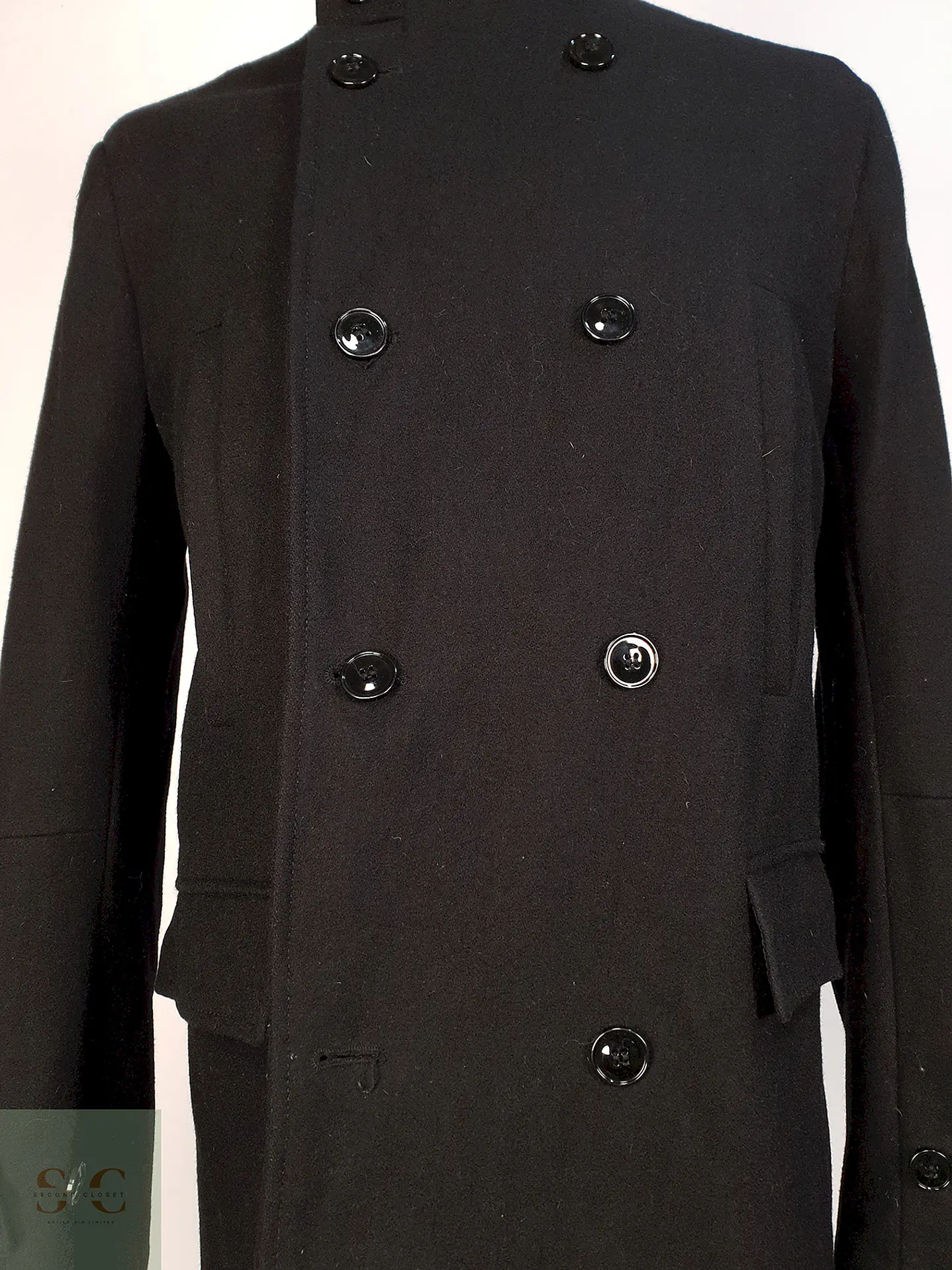 Abrigo Cruzado Negro H&M 70% Lana Talla M 4