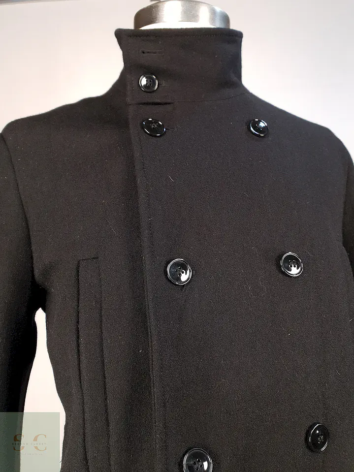 Abrigo Cruzado Negro H&M 70% Lana Talla M 7