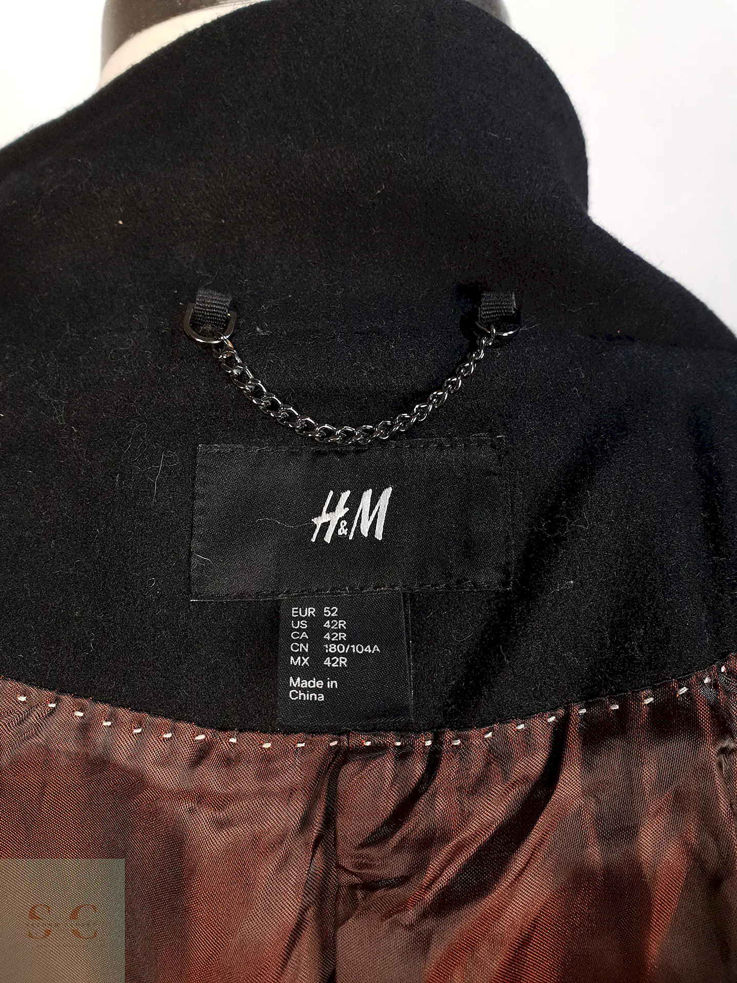 Abrigo Cruzado Negro H&M 70% Lana Talla M 13